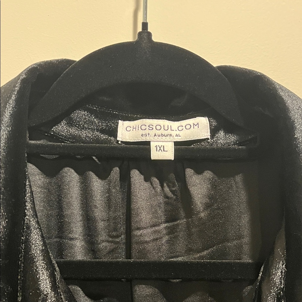 Chic Soul Starry Night Black Velvet Tunic with Sparkle Accents - Picture 5 of 7